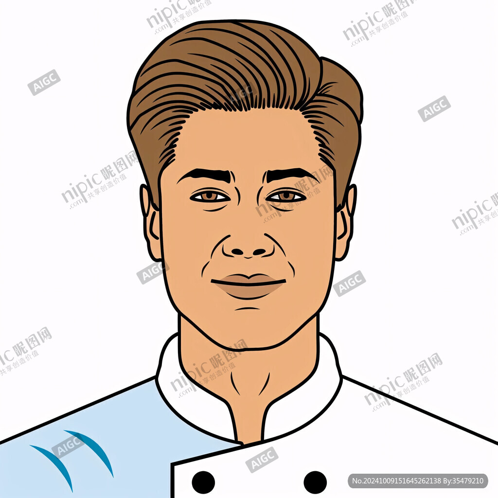 卡通中年男厨师头像