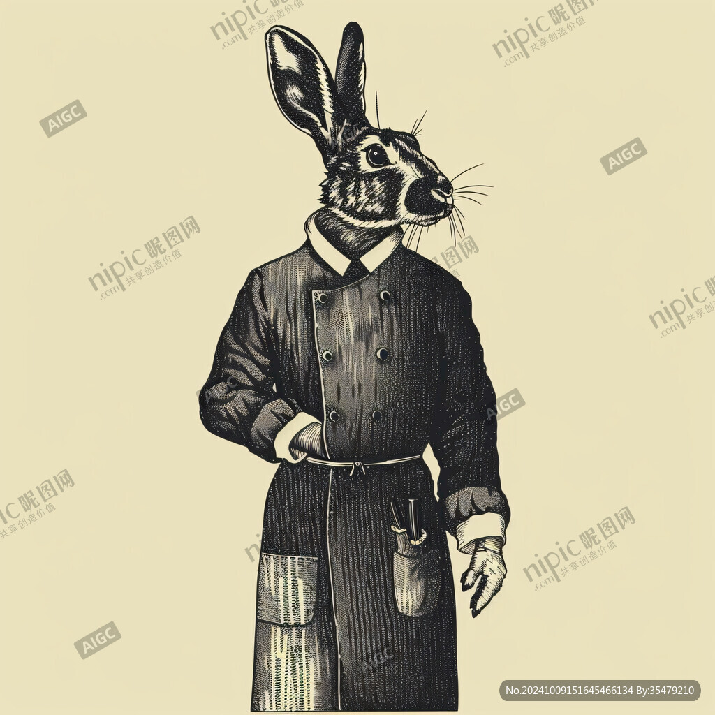 兔子先生插画图案印花
