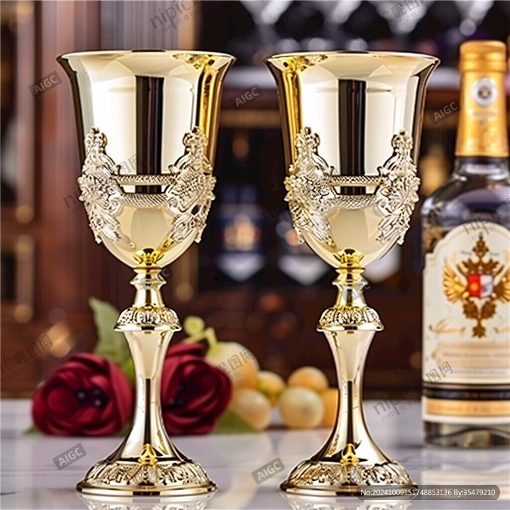 镀金玻璃高脚杯