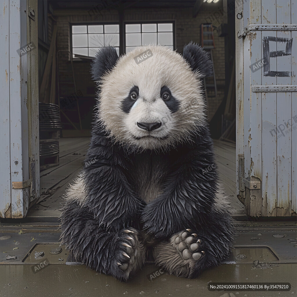 写实熊猫插画