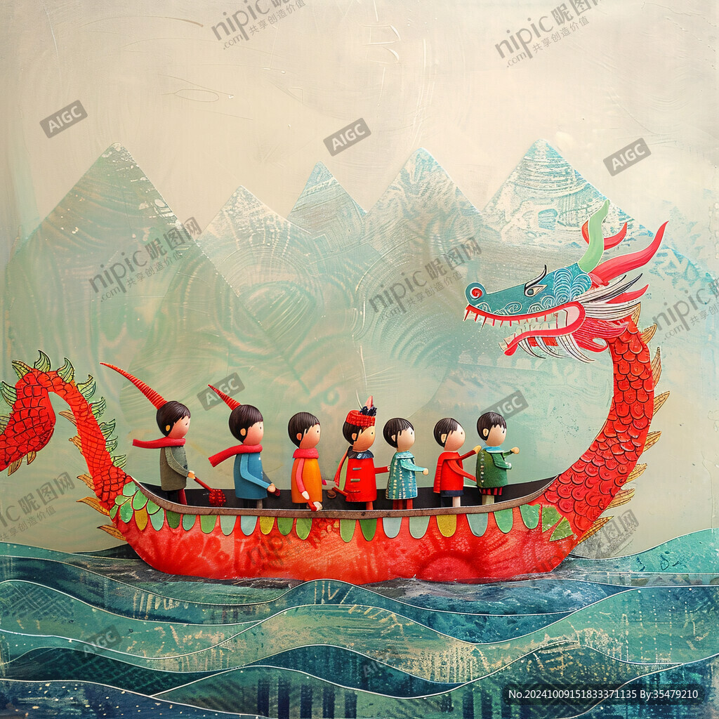 赛龙舟插画