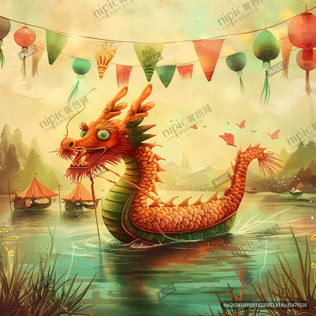 中国风龙舟插画