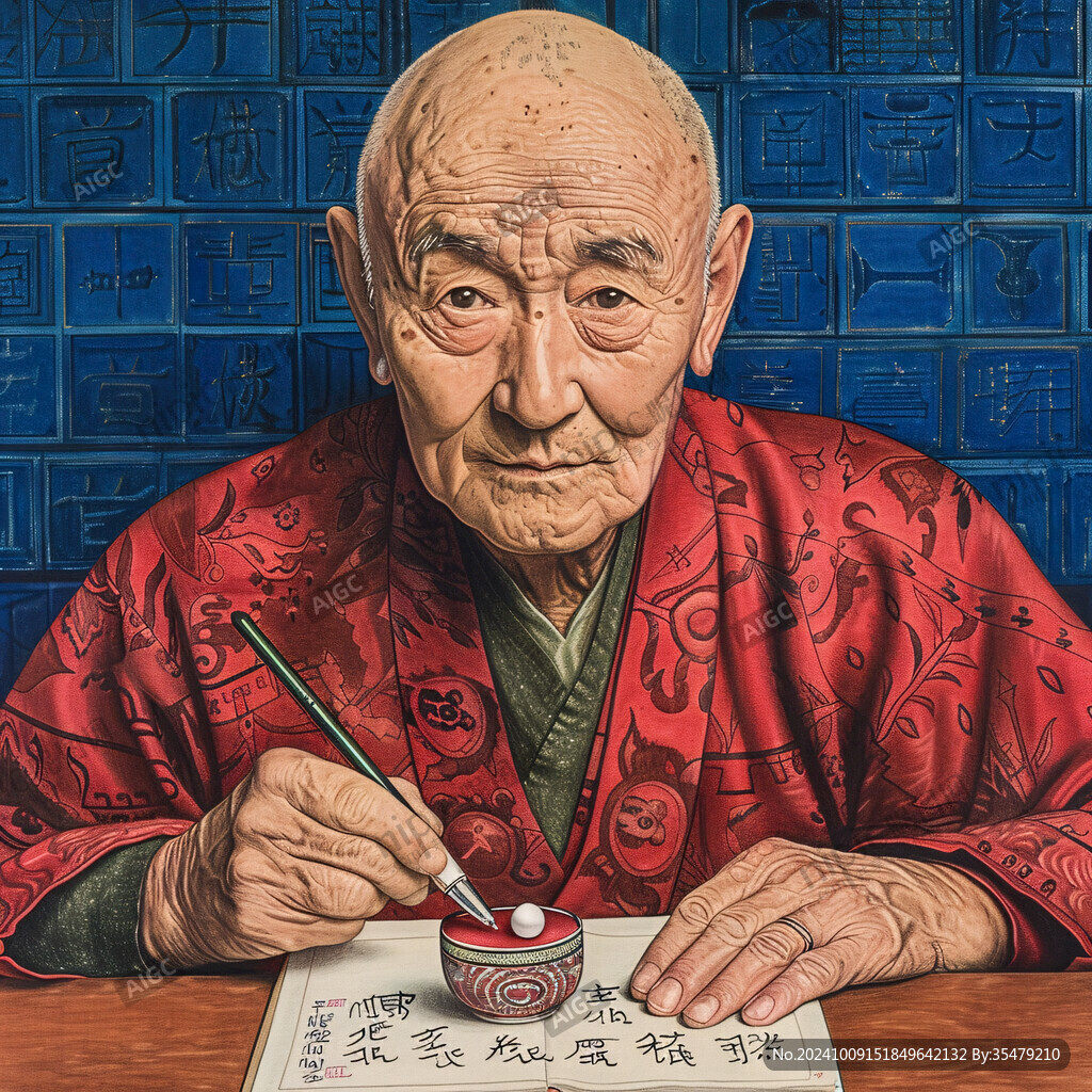 鼠绘插画老人