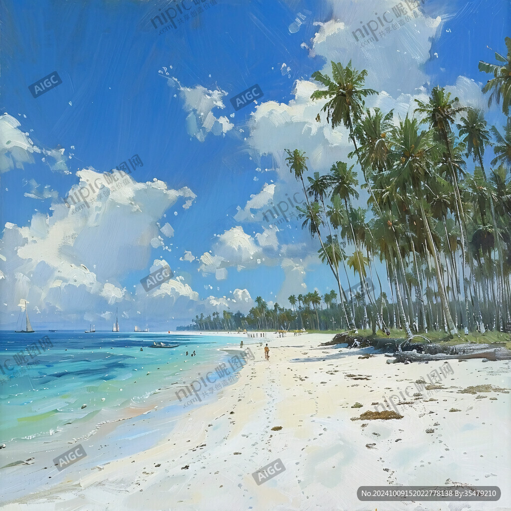 海滩风景画