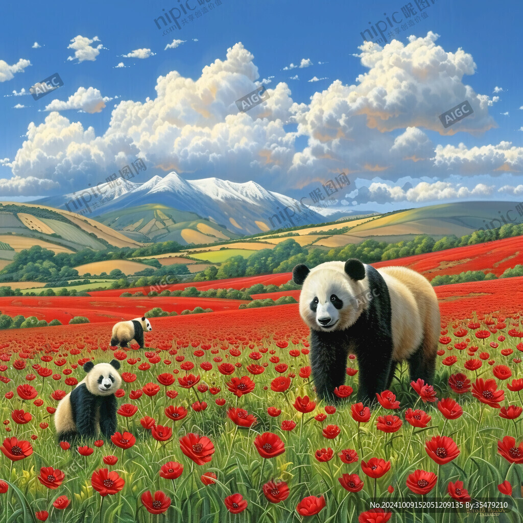 动物风景油画