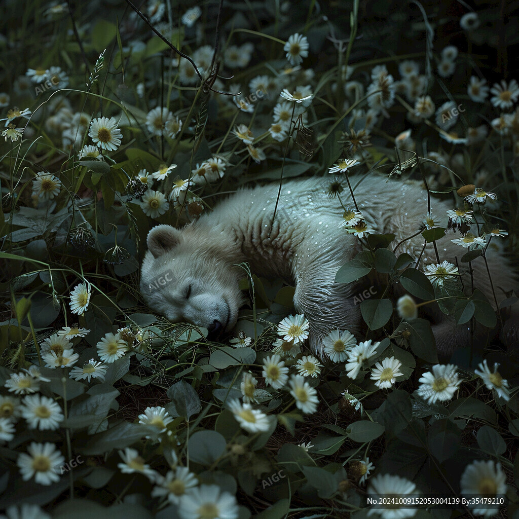 花丛里的小熊猫