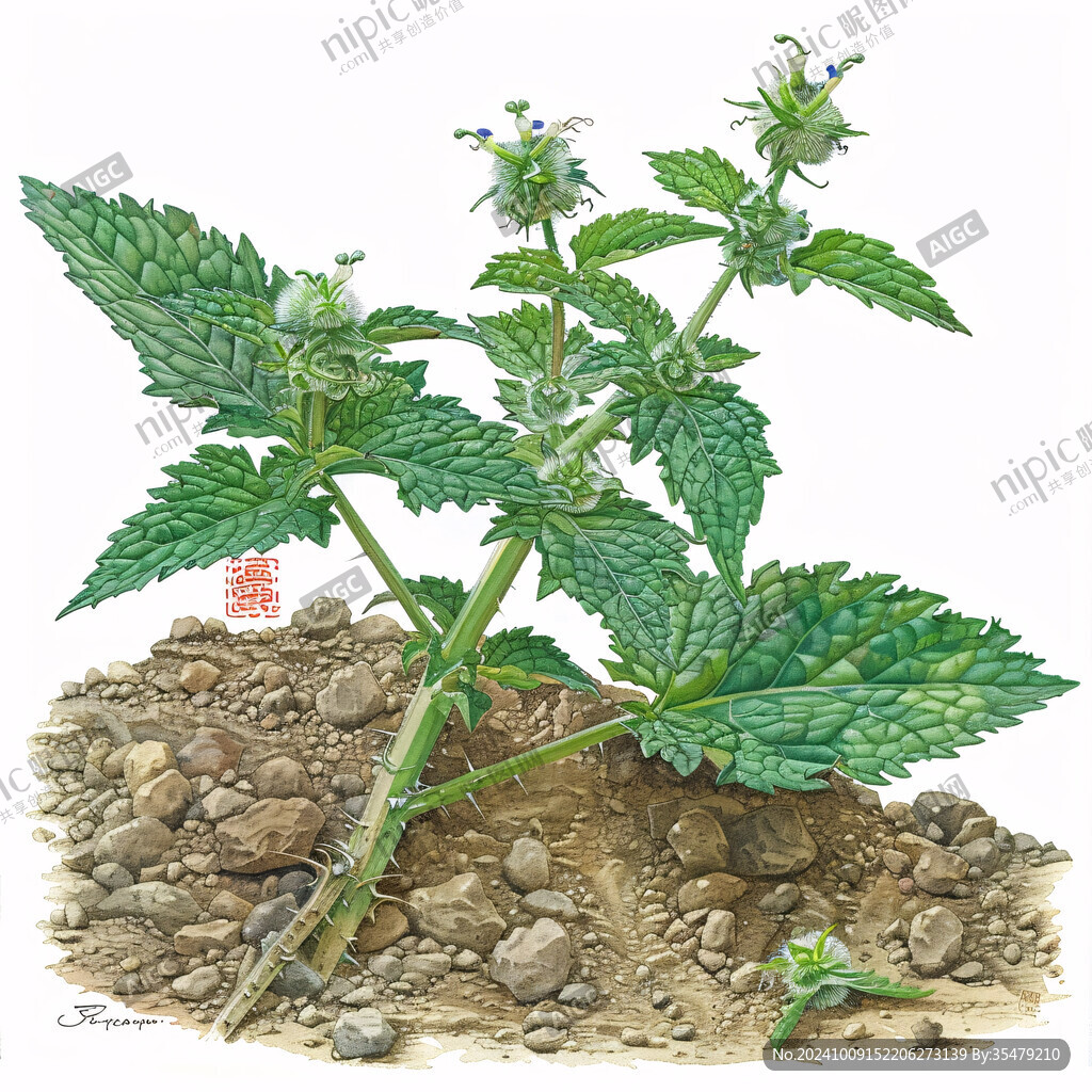 手绘益母草