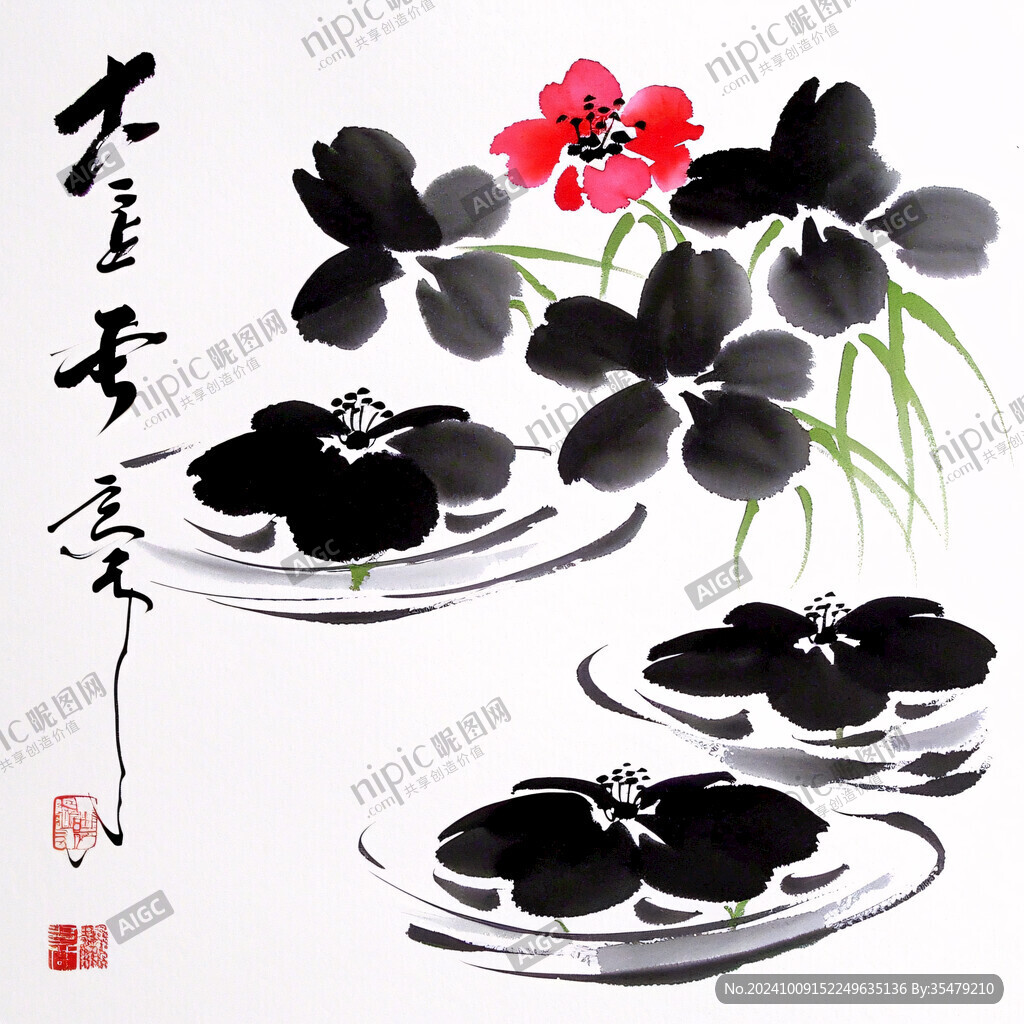 水墨画萝卜