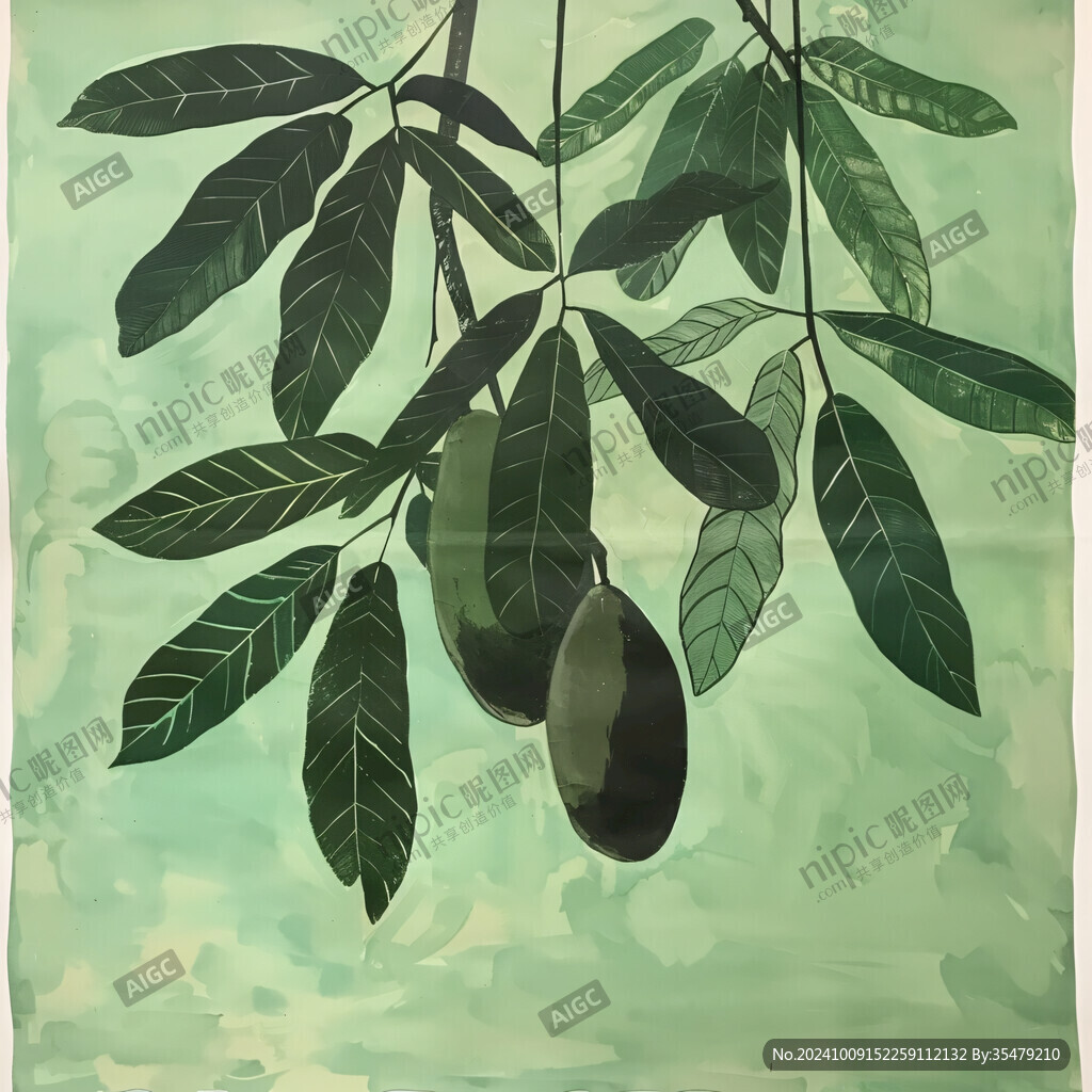 巴豆植物插画