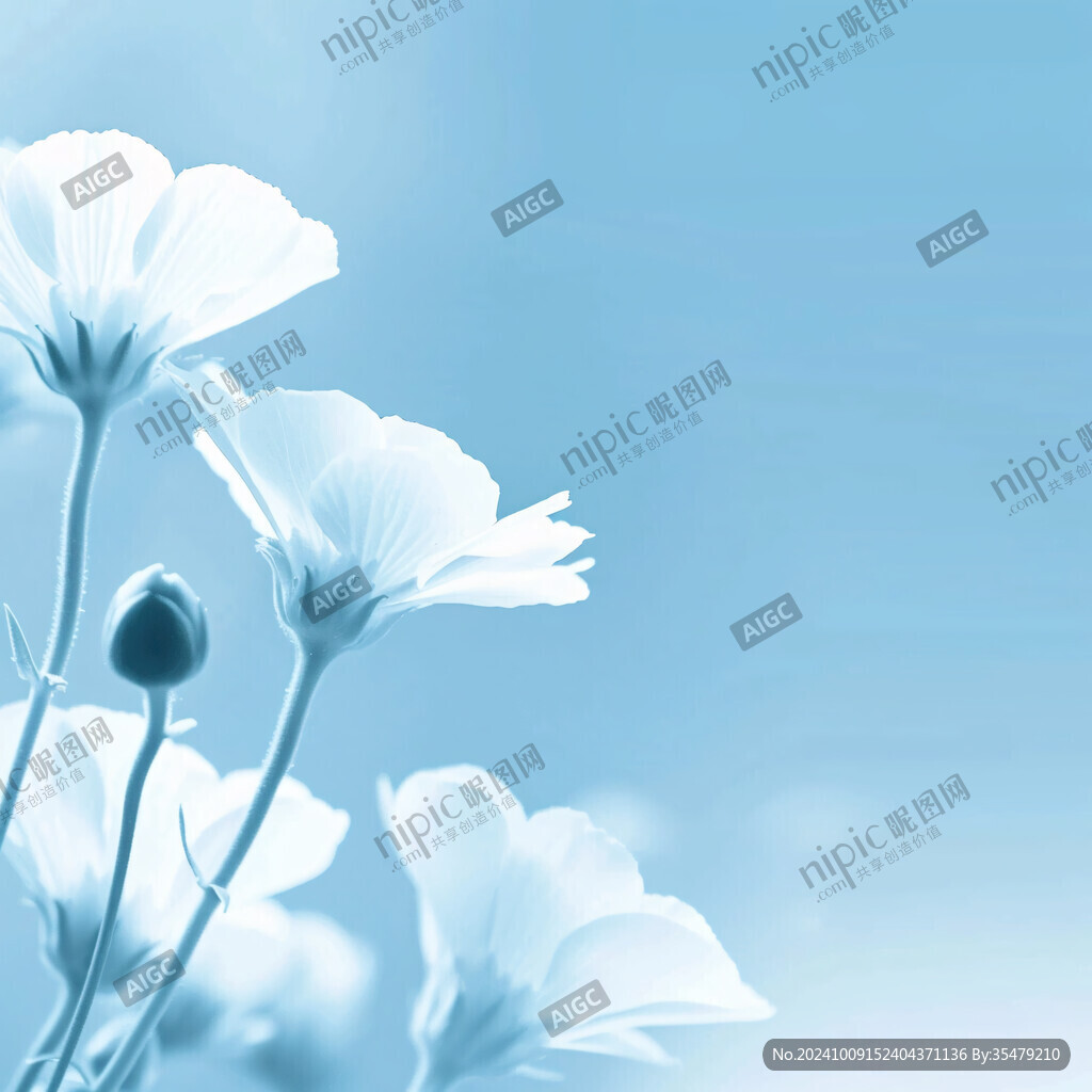 淡蓝色背景花卉照