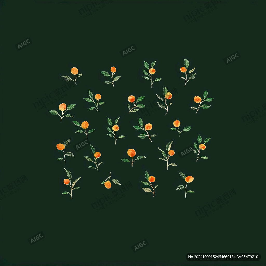 黄绿色系手绘花艺素材