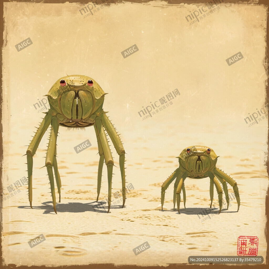 水稻螃蟹插画