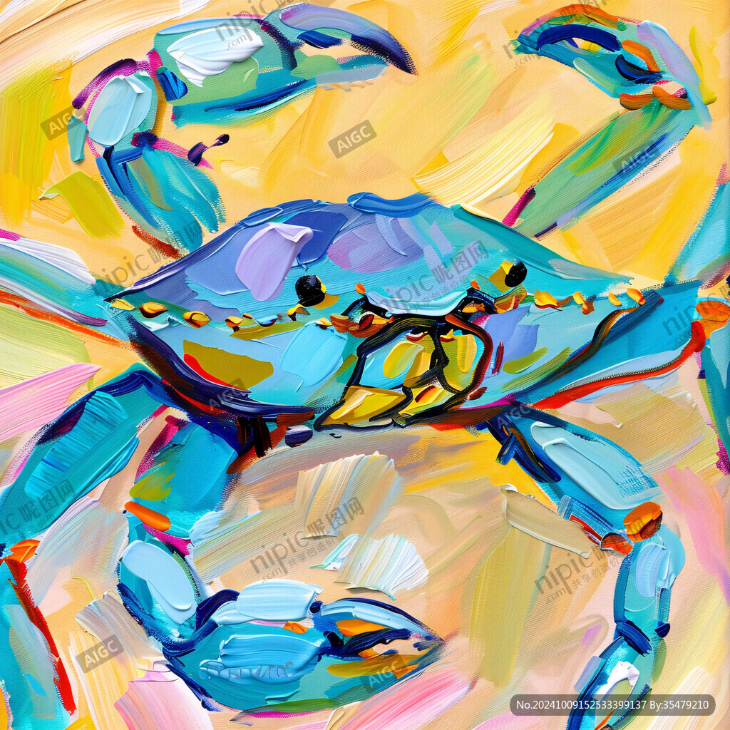 国潮梭子蟹插画