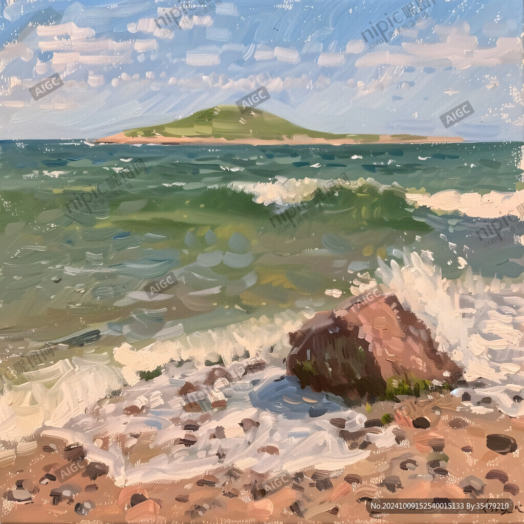 海湾水粉画