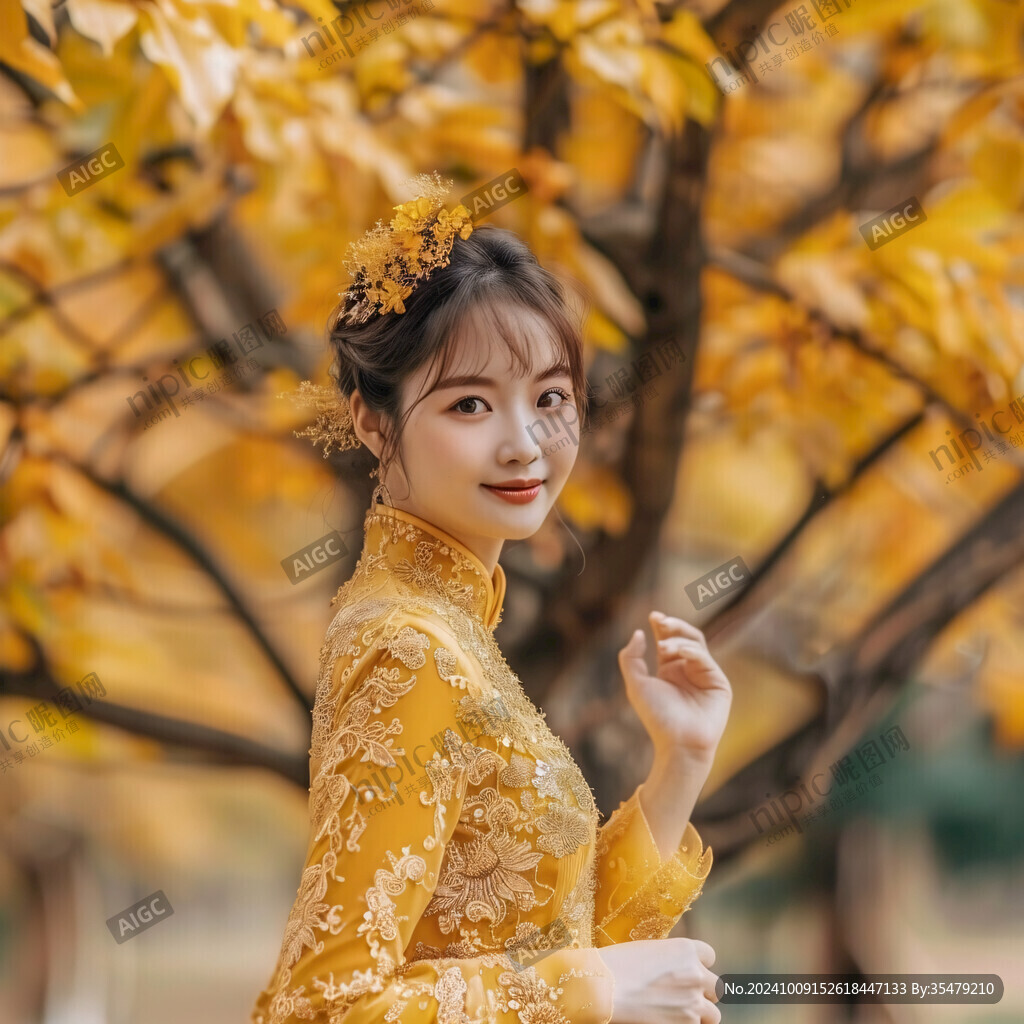 银杏园金黄色