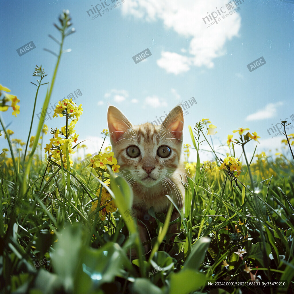 花丛中的小猫