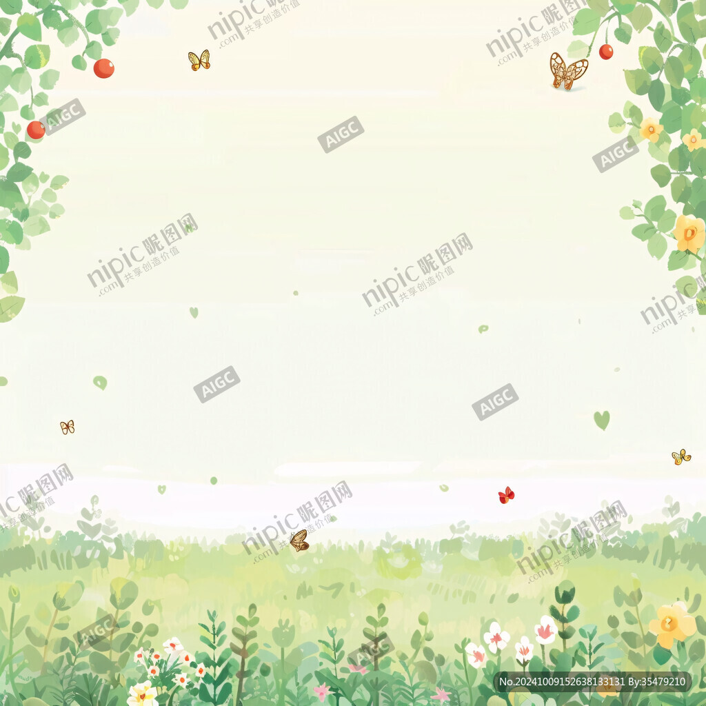 手绘春季主题朦胧插画
