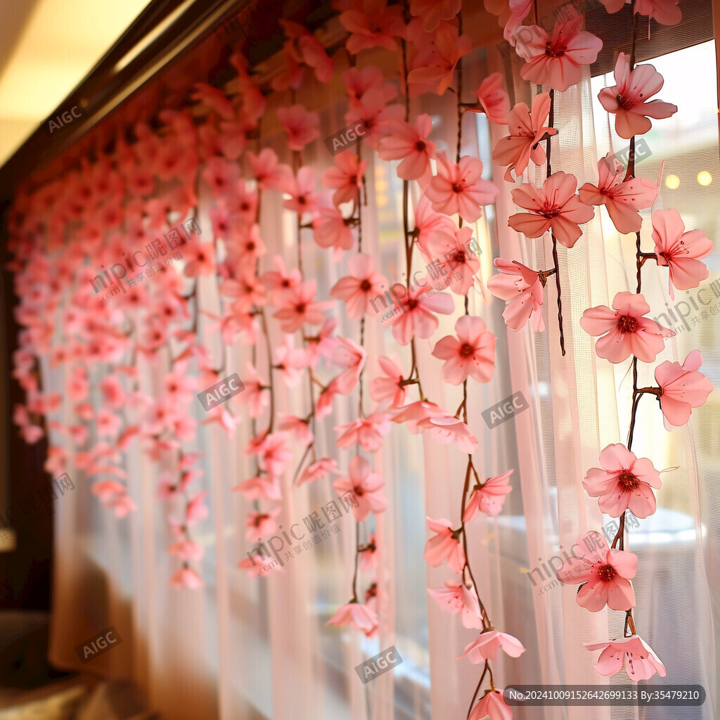 花瓶梅花窗帘门帘