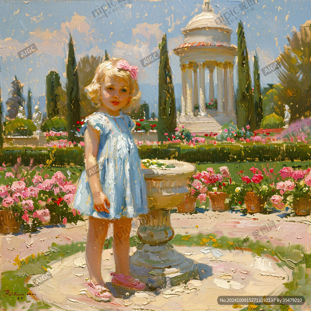小女孩插画小场景