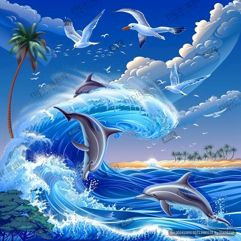 海豚立体画设计