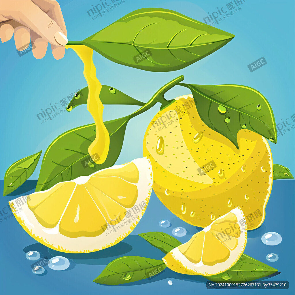 手打柠檬茶插画