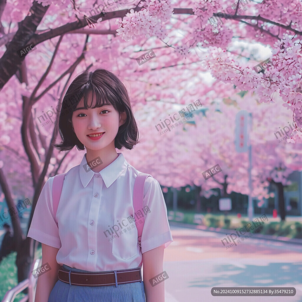 樱花树下粉色