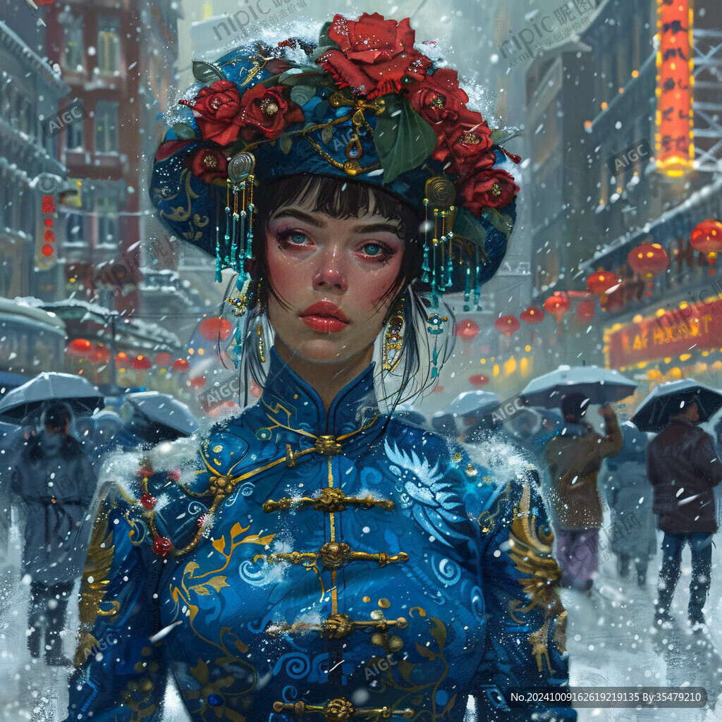 女性国潮插画
