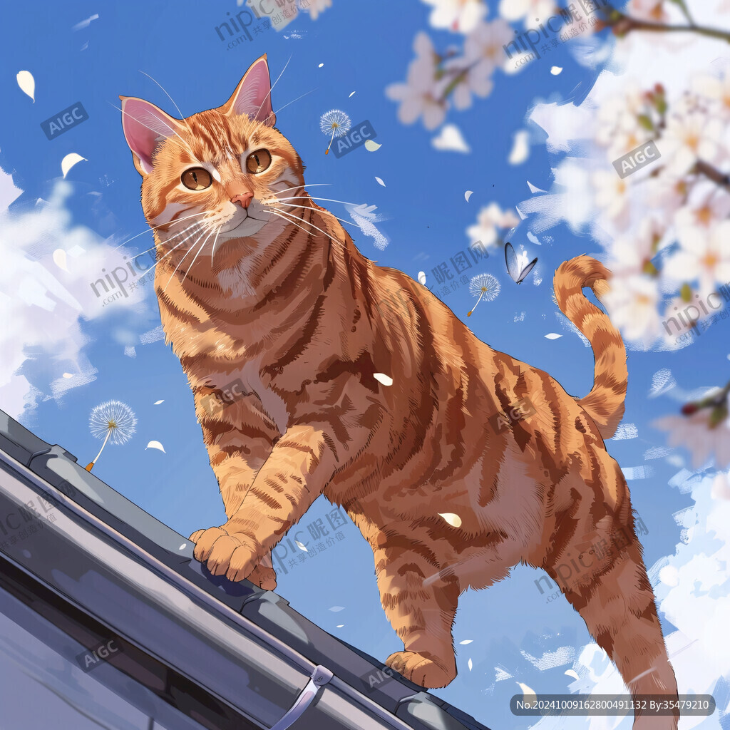 晒太阳的猫插画