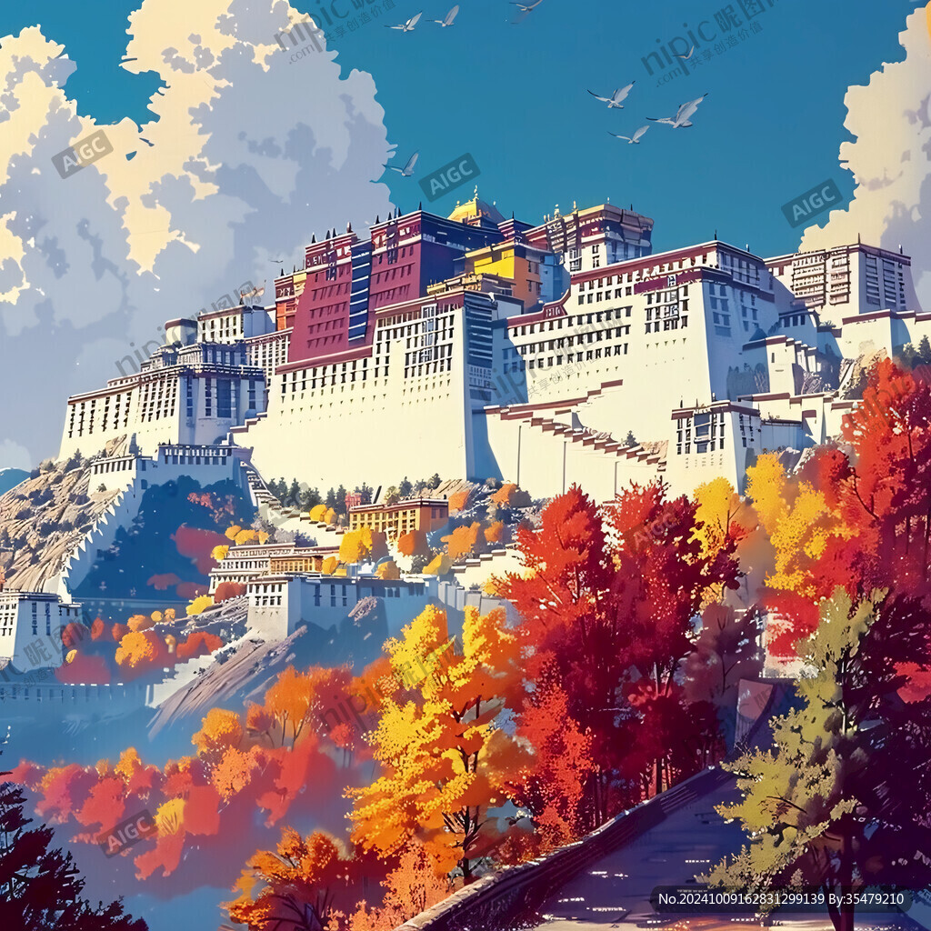 布达拉宫插画