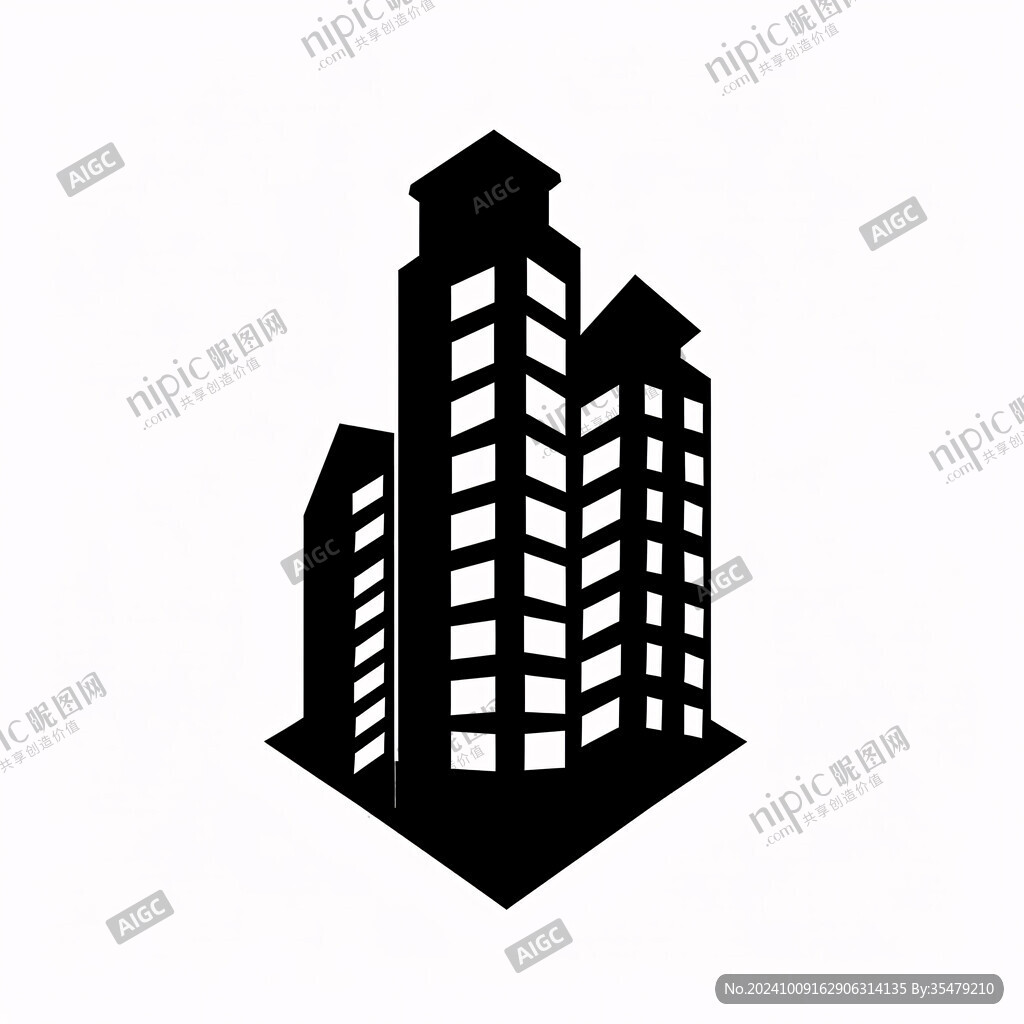 微派建筑插画剪影