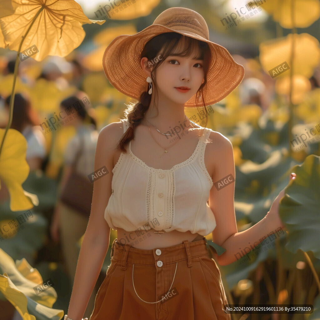 戴草帽少女