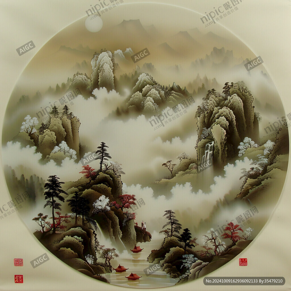 圆型山水画