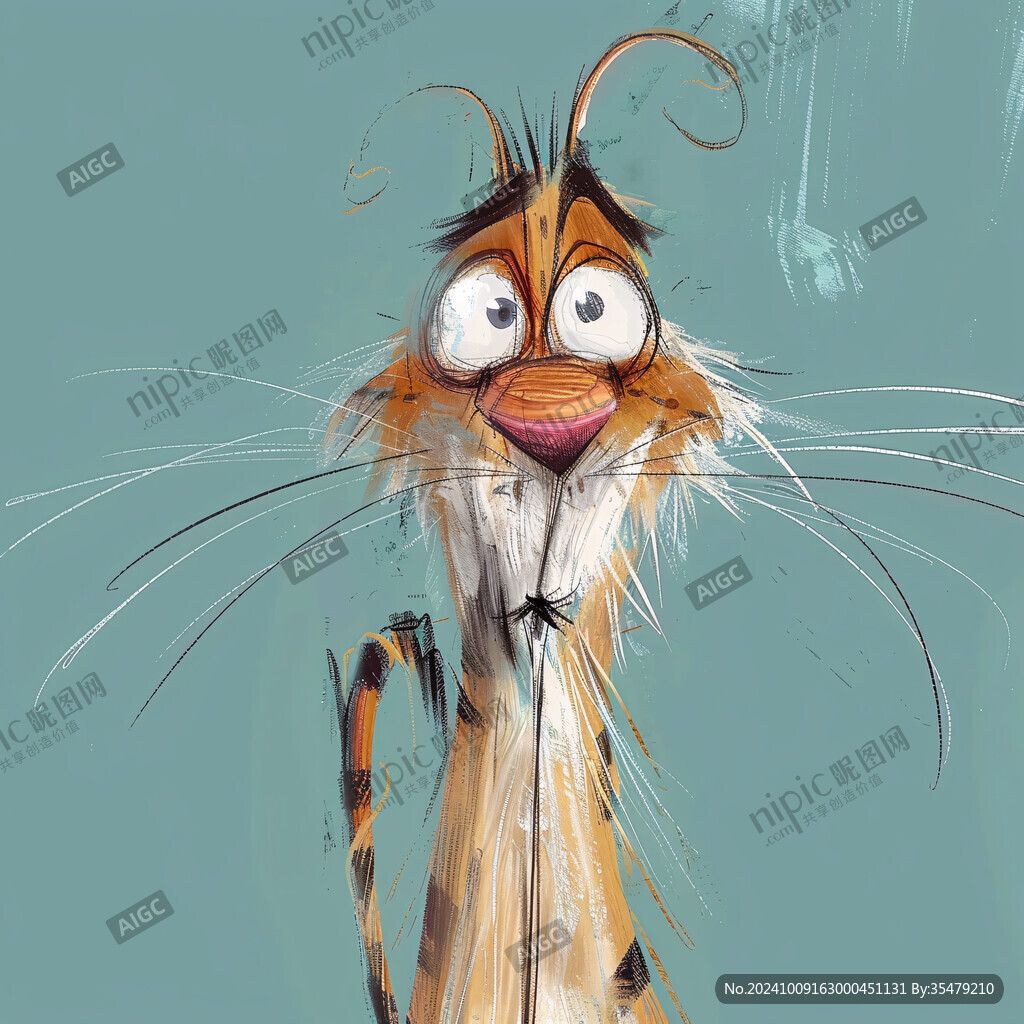 卡通长毛猫插画