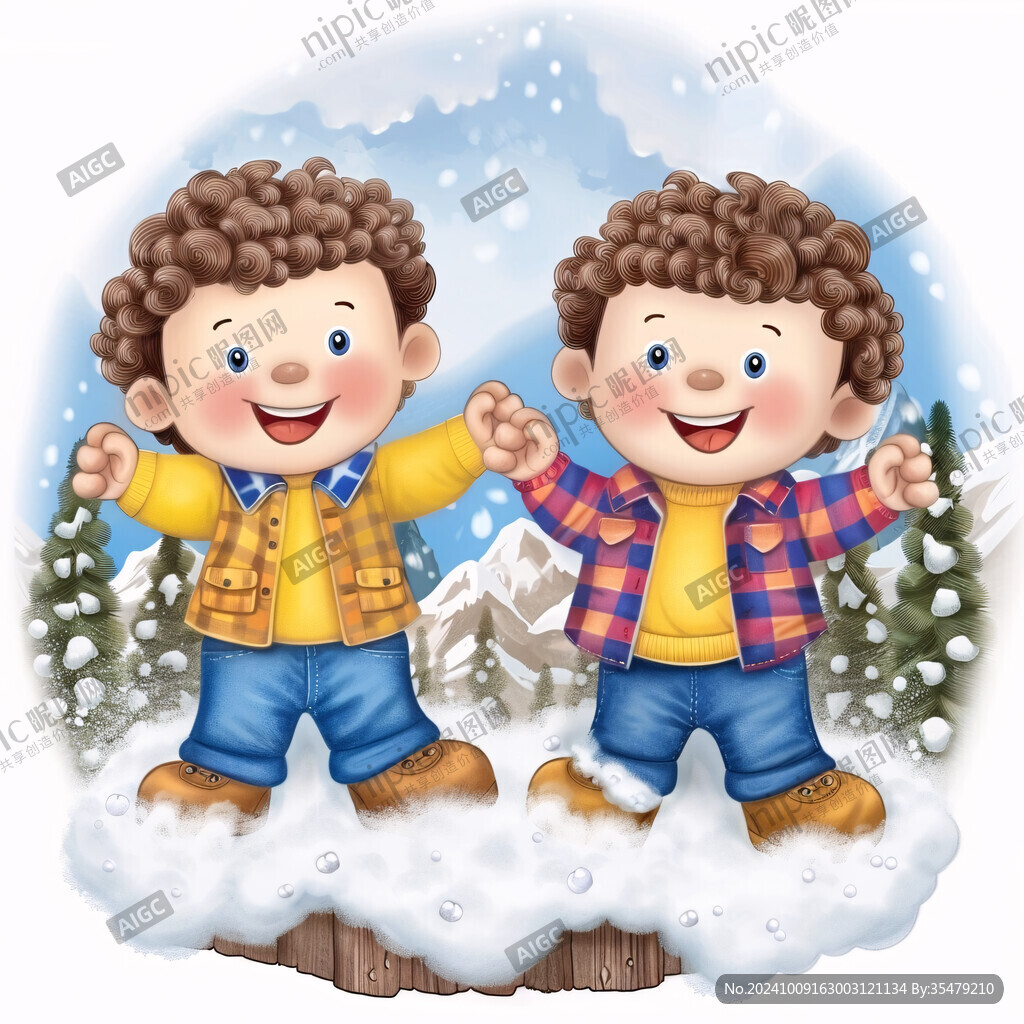 打雪仗插画