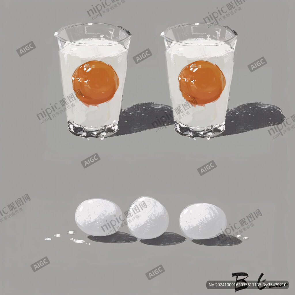 牛奶鸡蛋插画