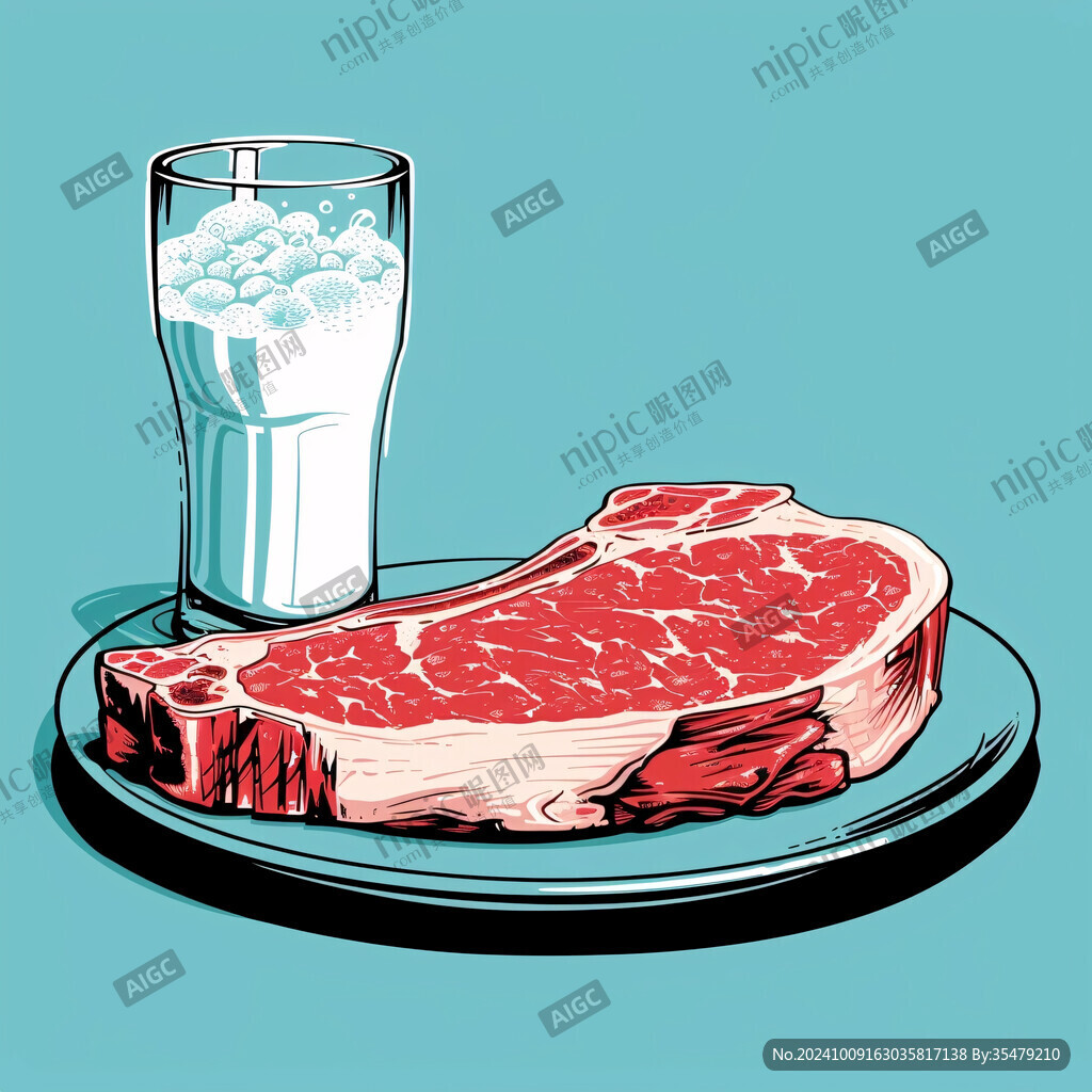 雪花牛肉插画