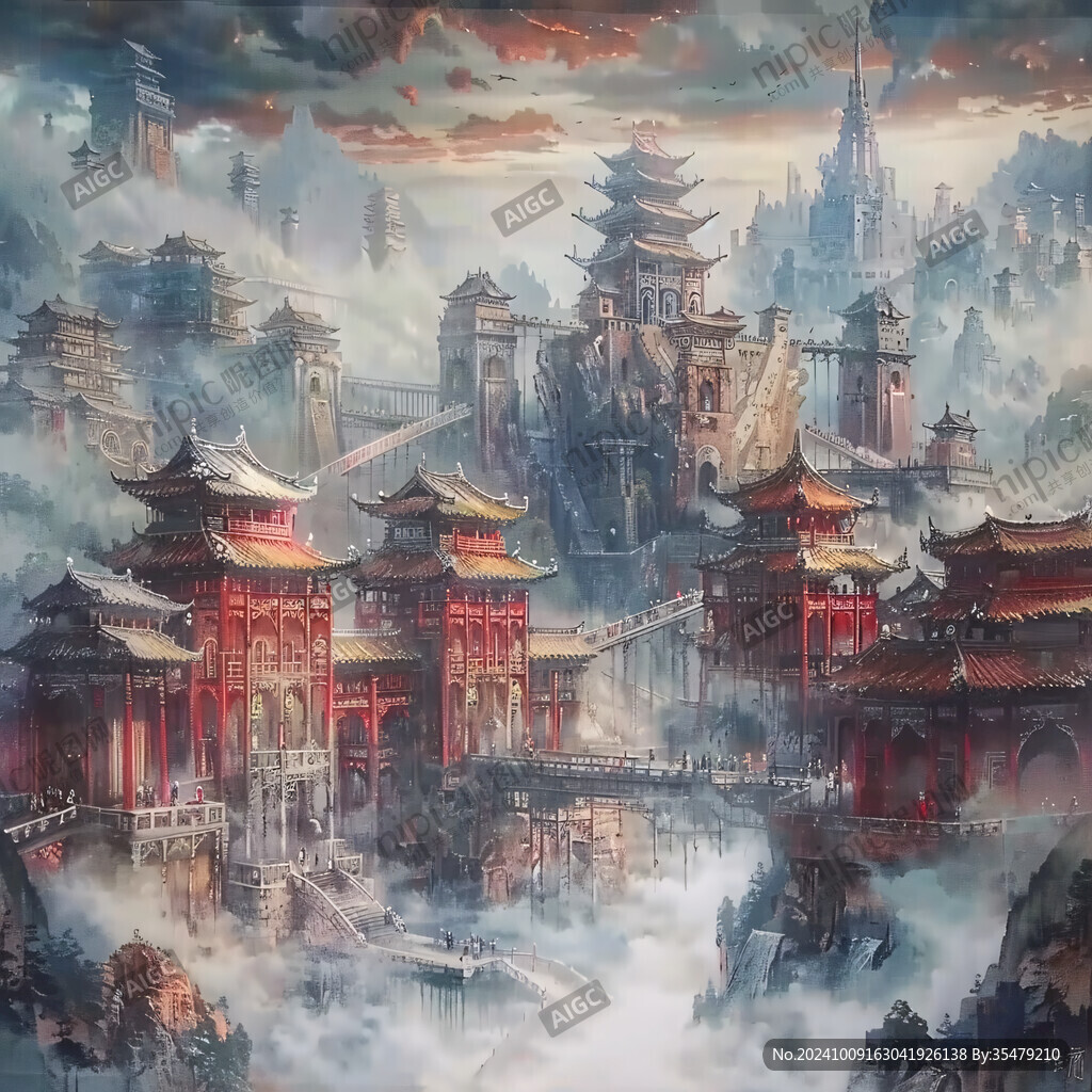 宫殿楼阁仙境仙人大殿