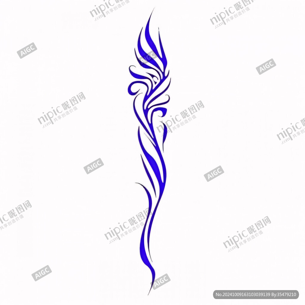 蓝色花纹曲线纹