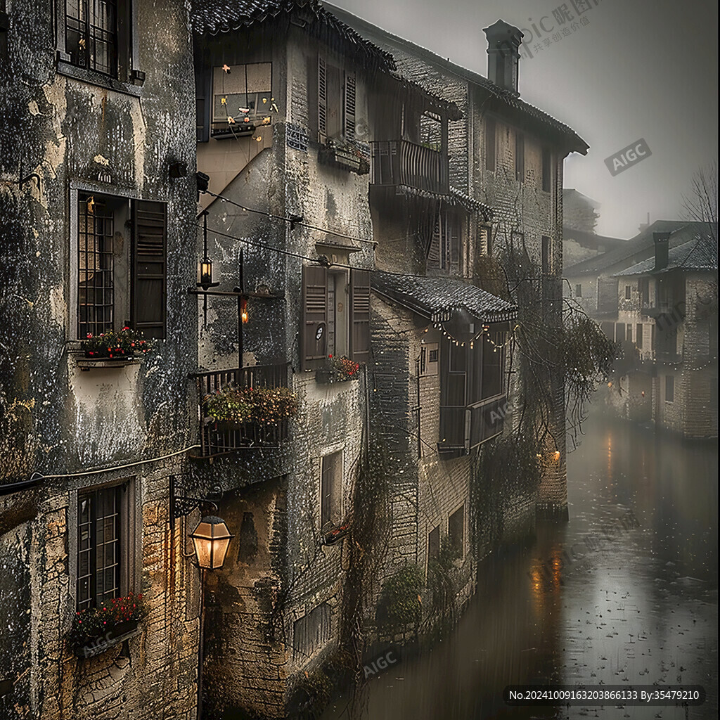 雨中欧洲街景