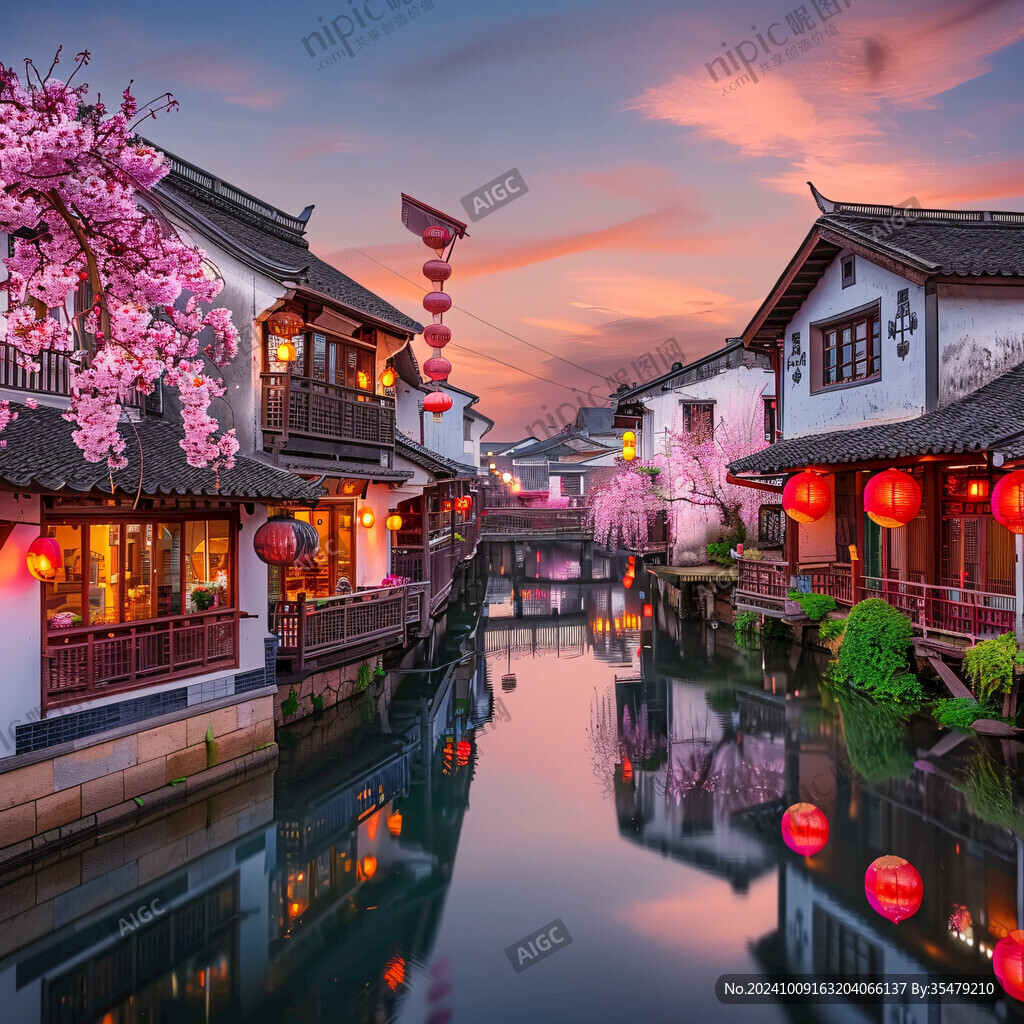 山塘古镇夜景大画幅