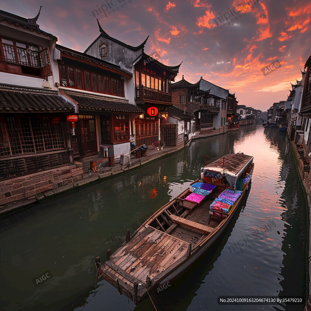 山塘古镇夜景大画幅