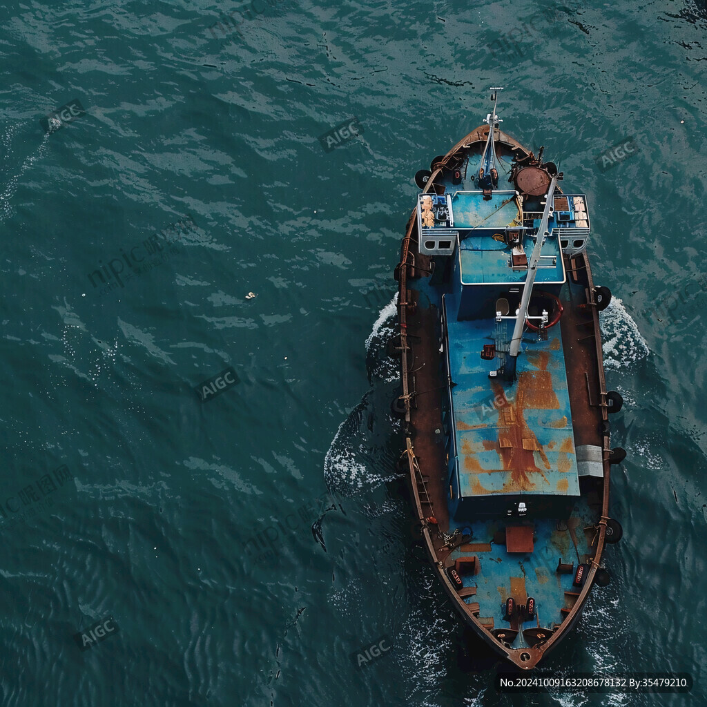 航拍大海渔船