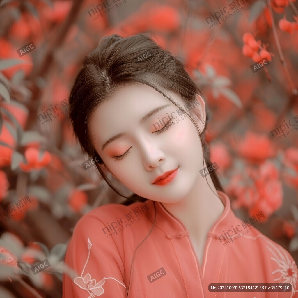 红衣美女古代仕女