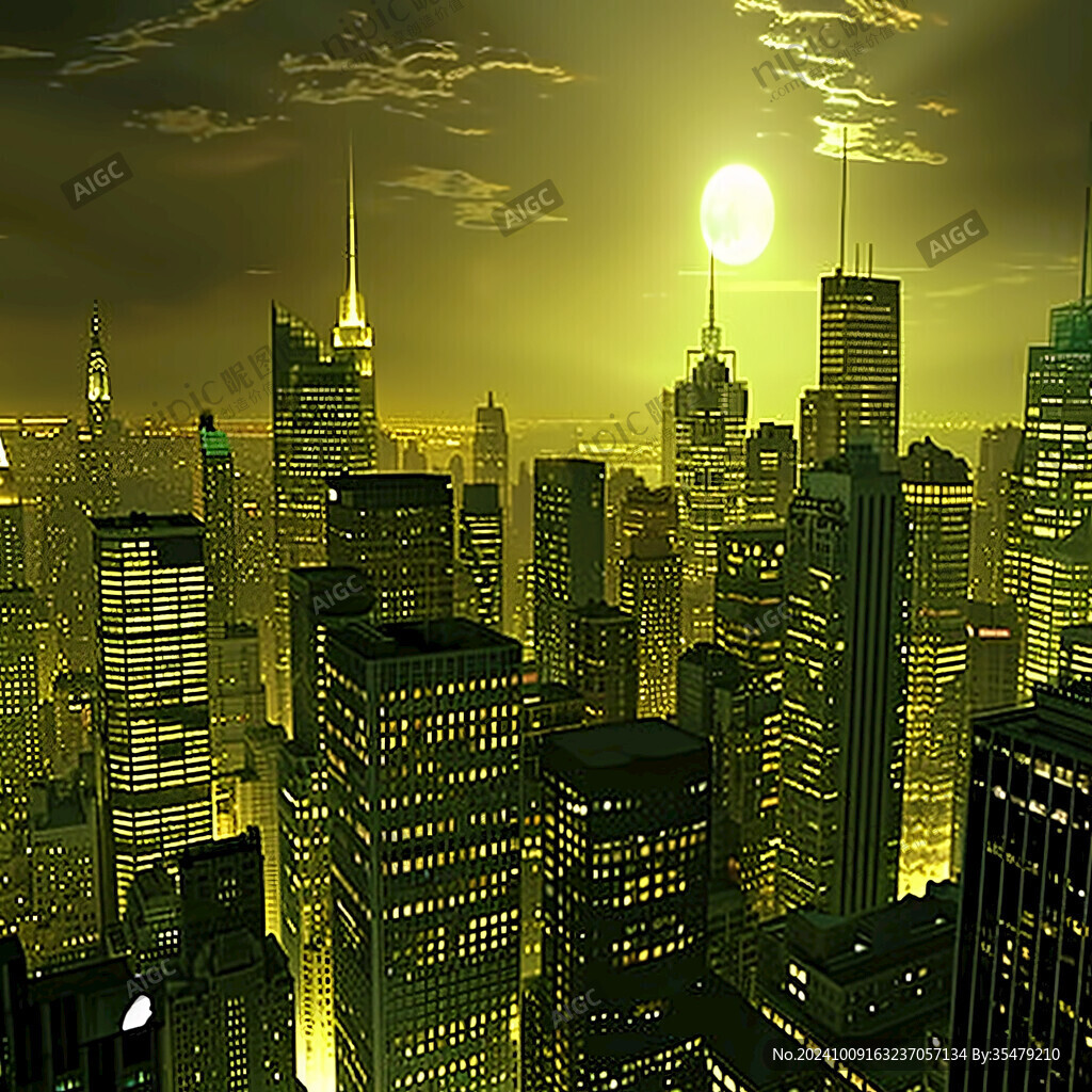 月光下的城市插画