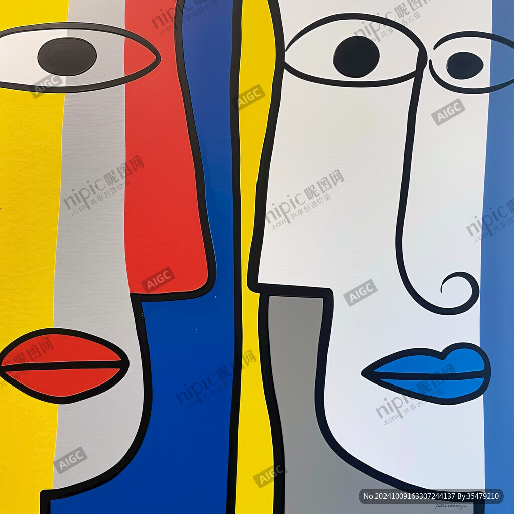 人脸色块拼接装饰画