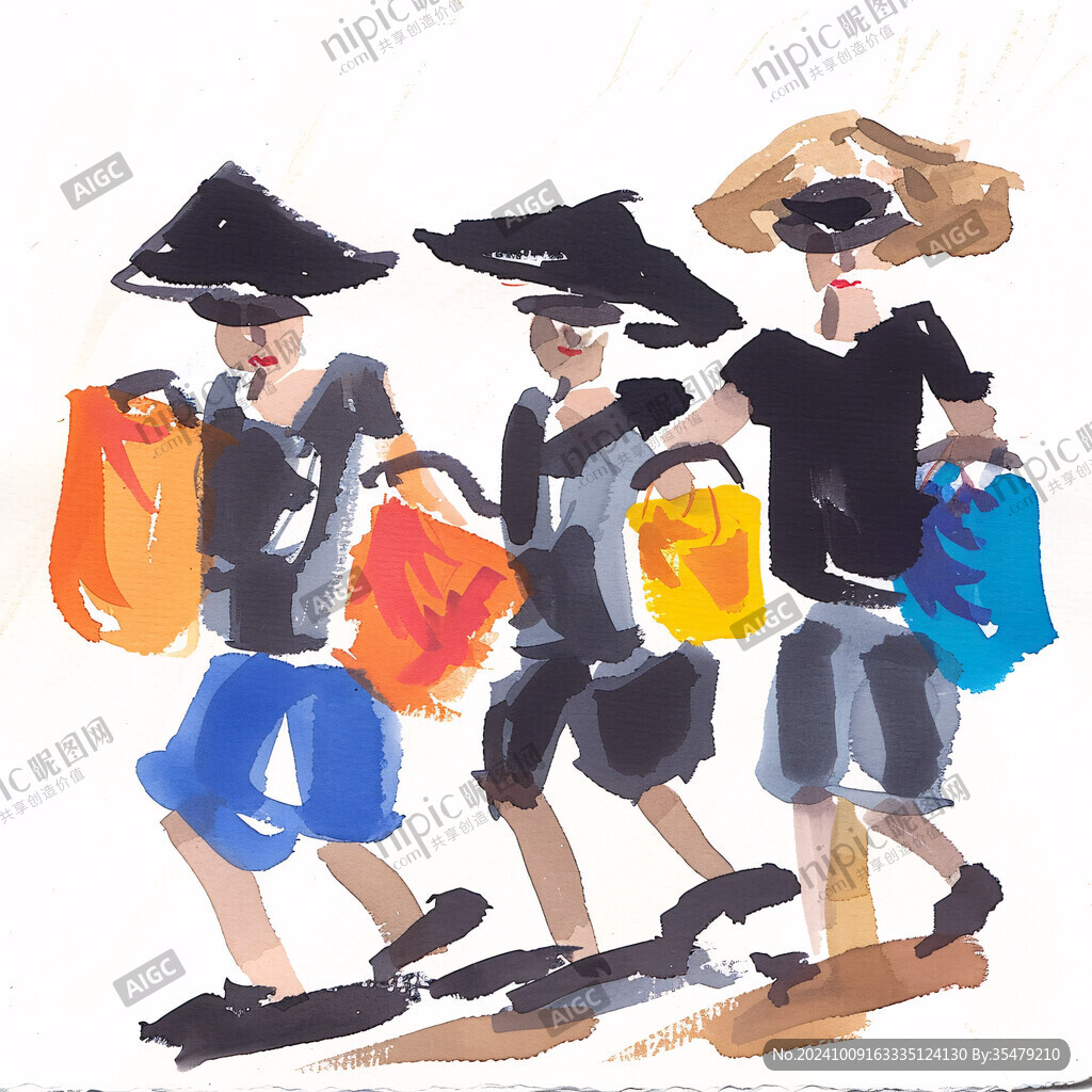 手提袋人物插画
