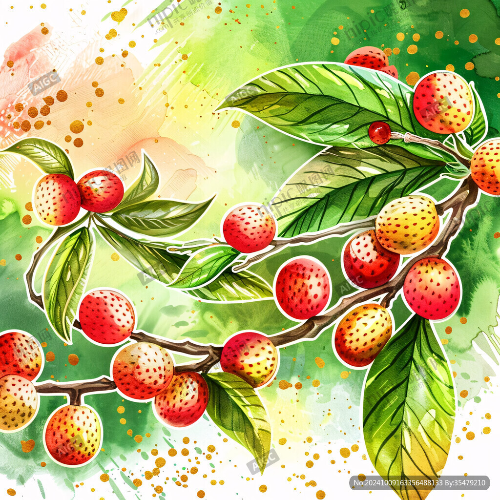 荔枝树插画