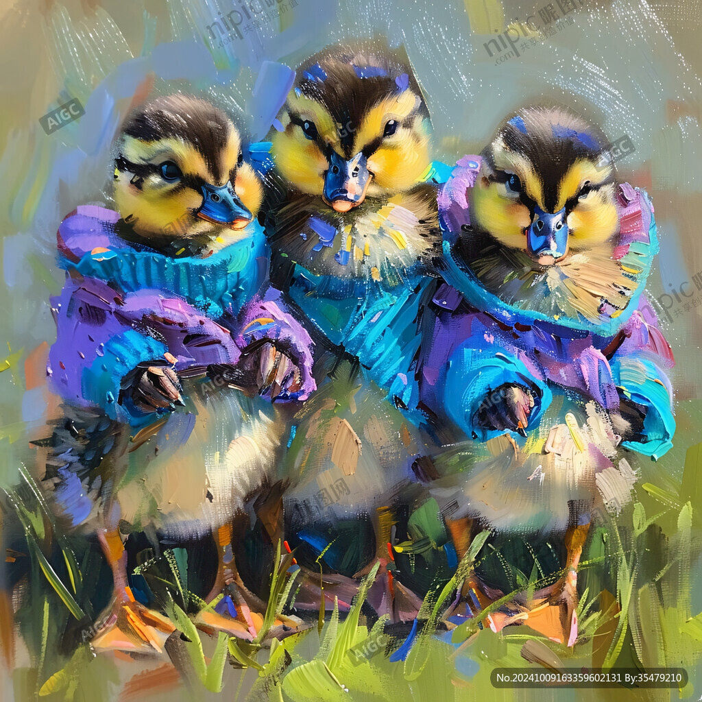 油画小鸭