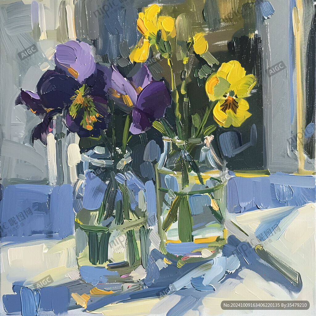 时尚花瓶油画