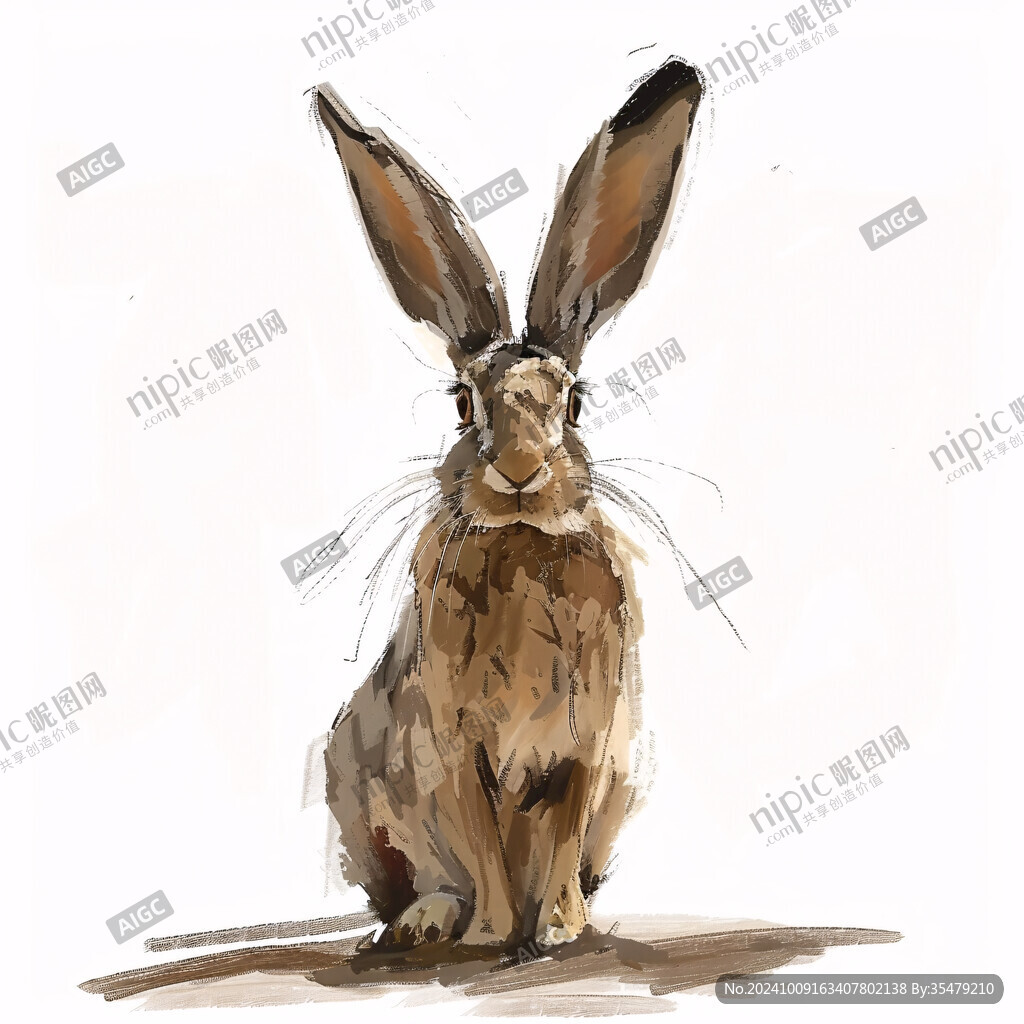 手绘兔子插画兔子